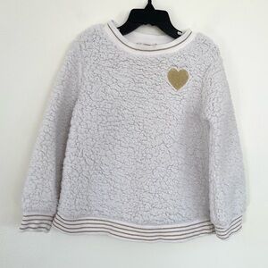 Tucker + Tate Ivory Fleece and Gold Metallic Embroidery Pullover size 4
